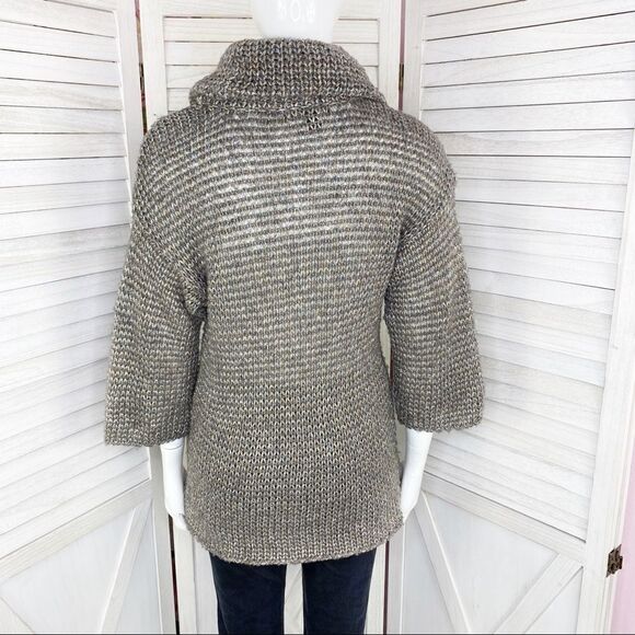 Tommy Bahama Melifont Cowl Neck Pullover Sweater Taupe Metallic XS 3/4 Sleeve - Picture 4 of 11